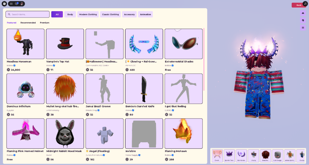 In-Game Catalog Shop & 3D Try-On Interface